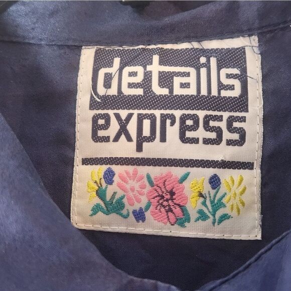 Vtg DetailsExpress S NavyBlue 100%SILK LngSlves Pockets Buttons Up Women’s Shirt - Picture 2 of 5